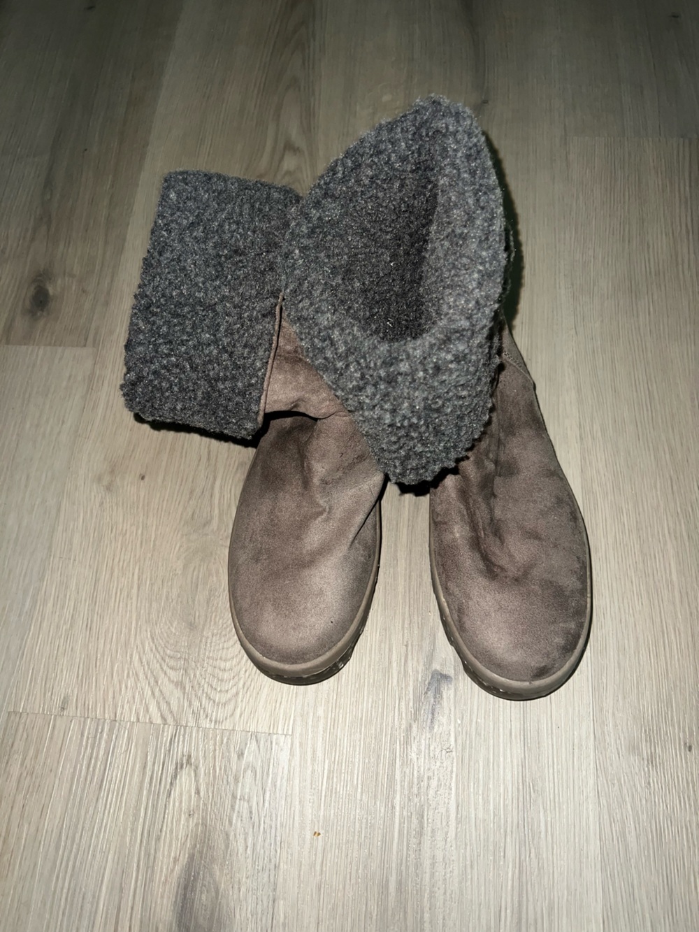Cool Planet Cozy Brown Ankle Boots Faux Fur Cuff Pull On Size 8M